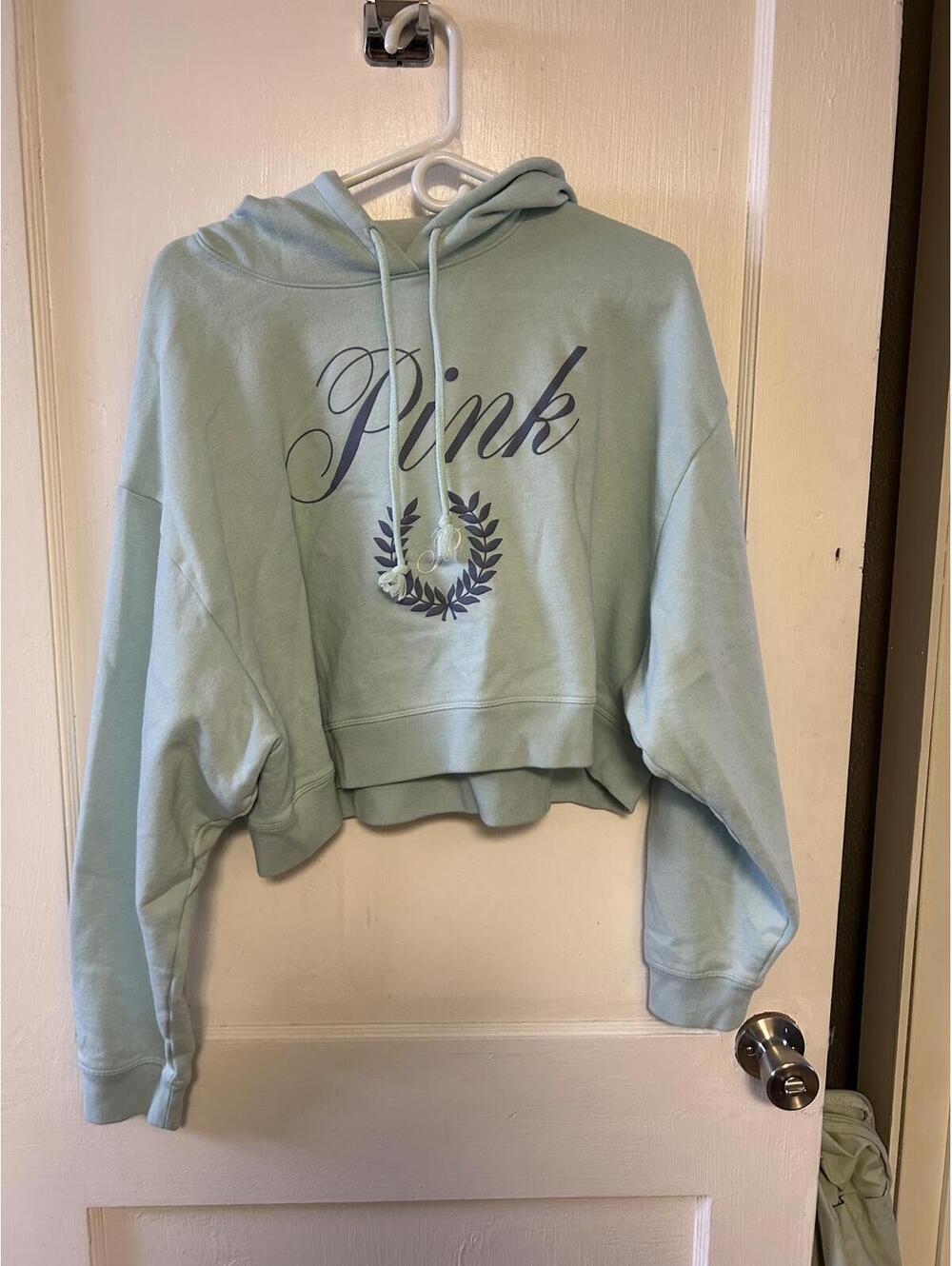 Y2K Pink Light Blue Cropped Hoodie Sweatshirt